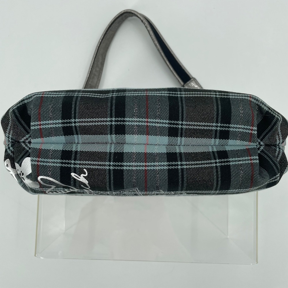 Coach Poppy Tartan Plaid Graffiti Blue Silver Shoulder Bag Wristlet - Picture 5 of 16